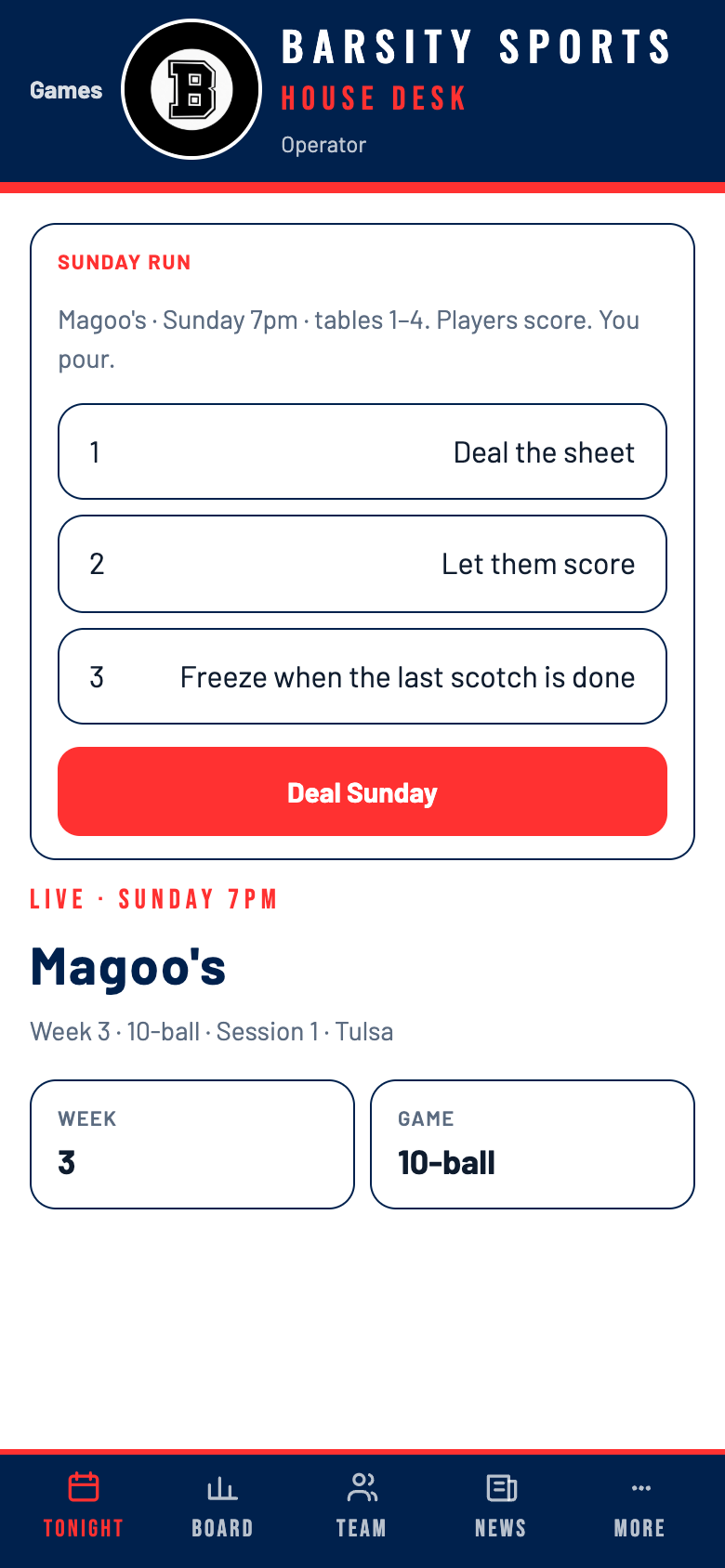 House desk Tonight: Sunday run, Deal Sunday.